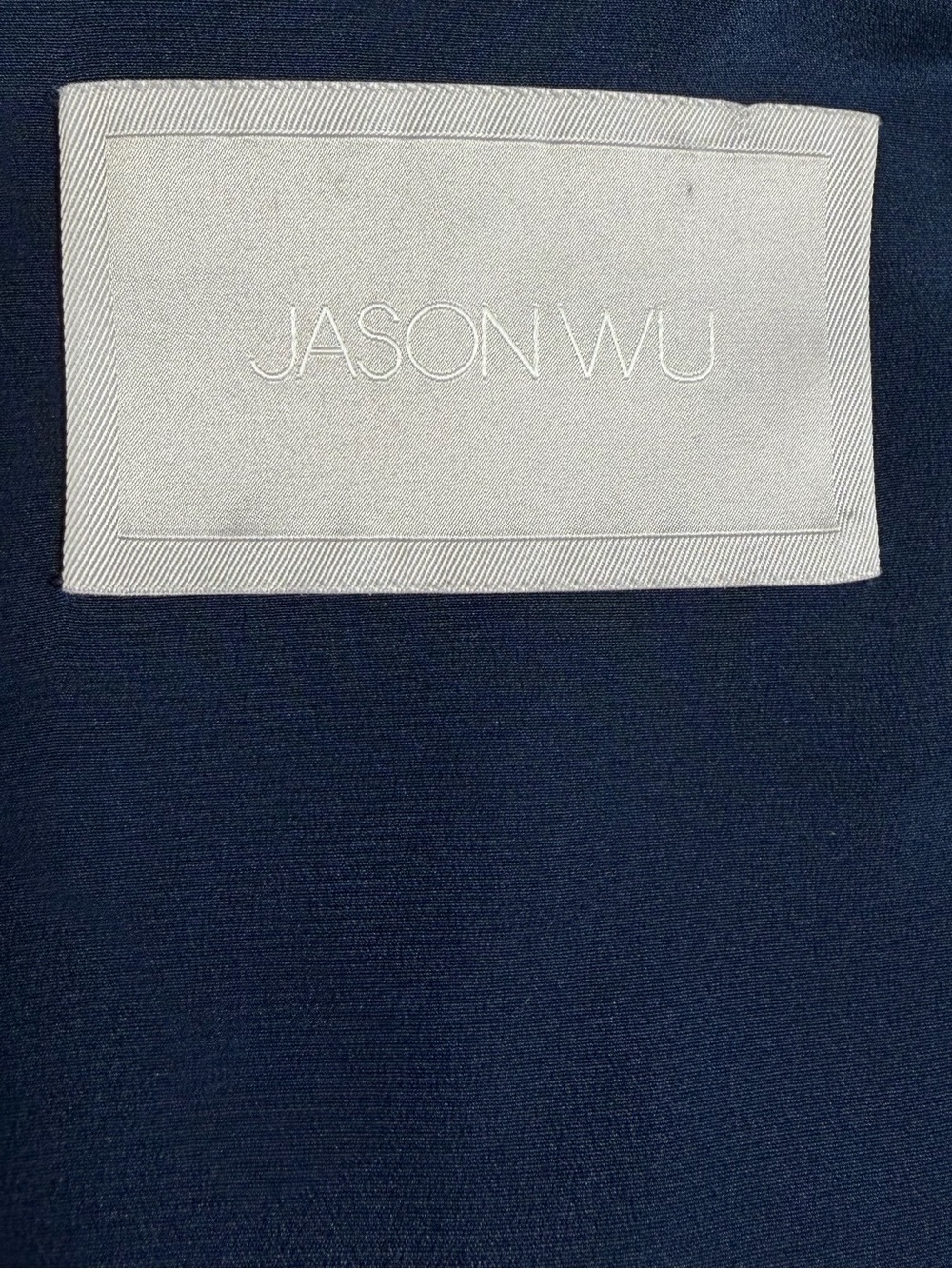 Jason Wu Draped Surplice Twist Waist Navy Sheath Midi Dress Size 6 - Picture 4 of 13